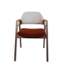 Chaise design Lara en bois avec assise rouge et dossier crème - style contemporain
