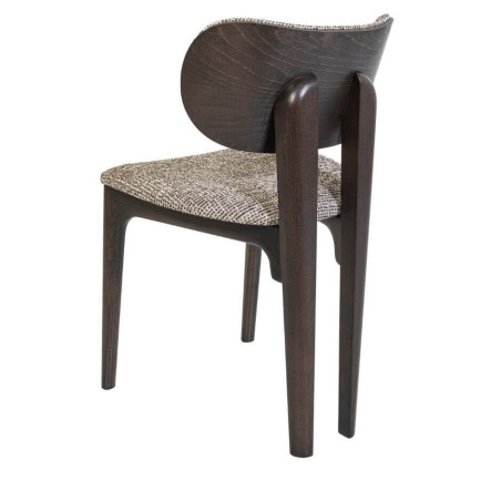 Chaise Efsane en bois foncé avec assise tissu texturé – vue arrière élégante