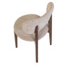 Détail de la chaise Arven – finition bois foncé et tissu texturé – E-meuble Maroc