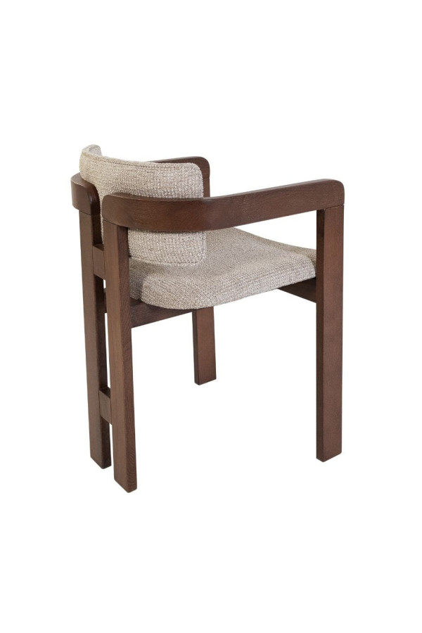 Chaise Loft en bois massif et tissu beige – Design géométrique et moderne