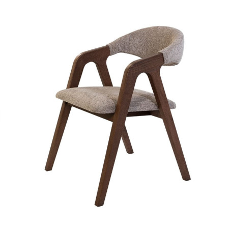 Chaise de salle à manger Moly en bois massif et tissu, style contemporain élégant